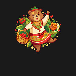 Свитшот хлопковый мужской Русский медведь по ягоды, цвет: черный — фото 2