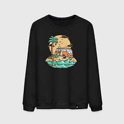 Свитшот хлопковый мужской Фольксваген на острове, цвет: черный