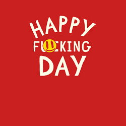 Свитшот хлопковый мужской Happy f**king day - надпись и смайл, цвет: красный — фото 2
