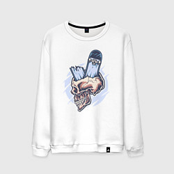 Свитшот хлопковый мужской Broken skater skull, цвет: белый