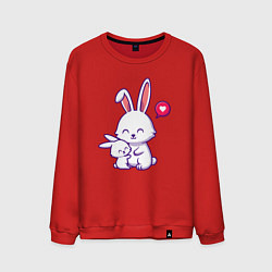 Свитшот хлопковый мужской Милые зайчишки, цвет: красный