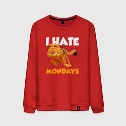 Свитшот хлопковый мужской Гарфилд ненавижу понедельники, цвет: красный