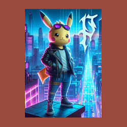 Свитшот хлопковый мужской Чувак Пикачу в мегаполисе - урбан нейроарт, цвет: кирпичный — фото 2