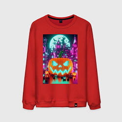 Свитшот хлопковый мужской Halloween and Minecraft - pumpkin, цвет: красный