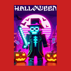 Свитшот хлопковый мужской Скелет в шляпе с мечом - Майнкрафт, цвет: красный — фото 2