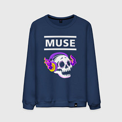 Мужской свитшот Muse - неоновый череп