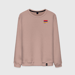 Свитшот хлопковый мужской Армения флаг и карта, цвет: пыльно-розовый