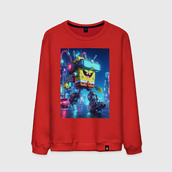 Мужской свитшот Cyber Sponge Bob - neon glow fantasy