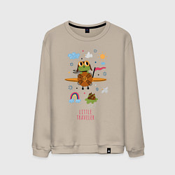 Свитшот хлопковый мужской Лягушонок пилот, цвет: миндальный
