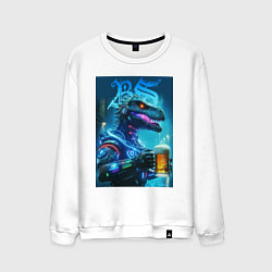 Свитшот хлопковый мужской Cyber beersaur with a mug of beer, цвет: белый