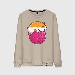 Свитшот хлопковый мужской Хомяк баскетболист, цвет: миндальный
