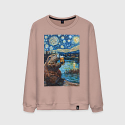 Свитшот хлопковый мужской Бобр курва польский, цвет: пыльно-розовый