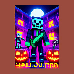 Свитшот хлопковый мужской Halloween and Minecraft - neon collaboration, цвет: кирпичный — фото 2