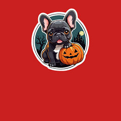 Свитшот хлопковый мужской Собака французский бульдог с тыквой, цвет: красный — фото 2