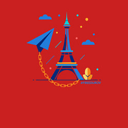 Свитшот хлопковый мужской Значок telegram и цепь, цвет: красный — фото 2