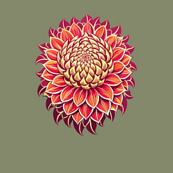 Свитшот хлопковый мужской Узор - красный цветок, цвет: авокадо — фото 2