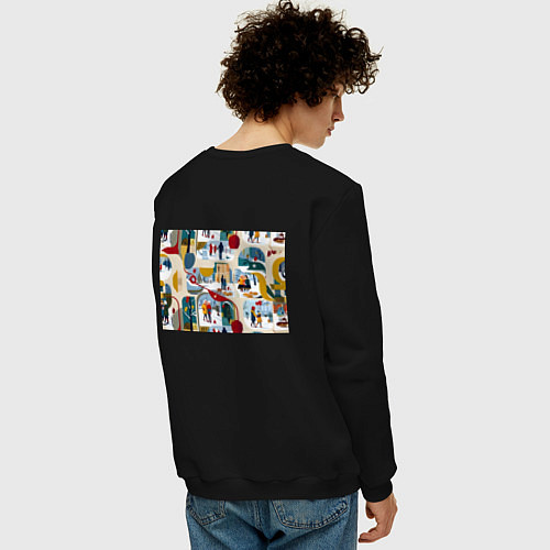 Мужской свитшот Русская зима зарисовки / Черный – фото 4