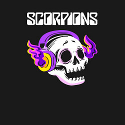 Свитшот хлопковый мужской Scorpions - неоновый череп, цвет: черный — фото 2