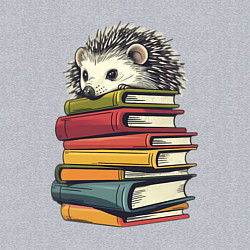 Свитшот хлопковый мужской Ёжик на книгах, цвет: меланж — фото 2