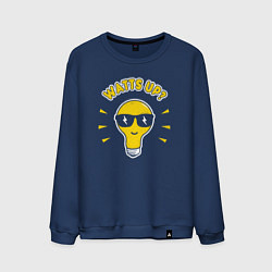 Свитшот хлопковый мужской Лампочка - watts up, цвет: тёмно-синий