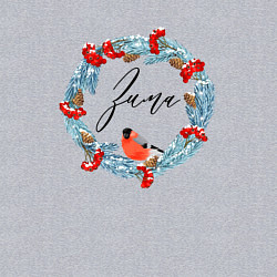 Свитшот хлопковый мужской Зима - рябина и снегирь, цвет: меланж — фото 2