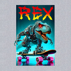 Свитшот хлопковый мужской Tyrannosaur rex on a skateboard - ai art fantasy, цвет: меланж — фото 2