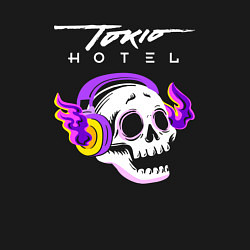 Свитшот хлопковый мужской Tokio Hotel - неоновый череп, цвет: черный — фото 2