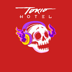 Свитшот хлопковый мужской Tokio Hotel - неоновый череп, цвет: красный — фото 2