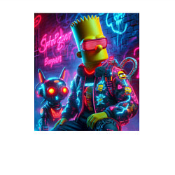 Свитшот хлопковый мужской Барт Симпсон с котом роботом - нейроарт, цвет: белый — фото 2