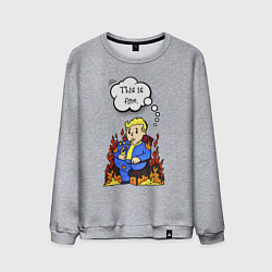 Свитшот хлопковый мужской Vault boy in the fire, цвет: меланж