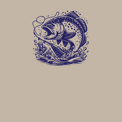 Свитшот хлопковый мужской Рыба в брызгах воды, цвет: миндальный — фото 2