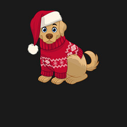 Свитшот хлопковый мужской Собачка в новогоднем свитере, цвет: черный — фото 2