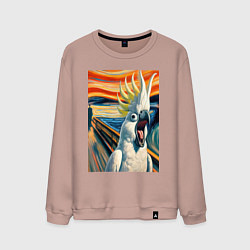 Мужской свитшот Попугай какаду кричит на картине Эдварда Мунка - м