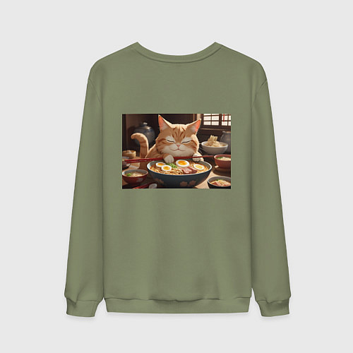 Мужской свитшот Кот обожает рамен / Авокадо – фото 2