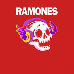 Свитшот хлопковый мужской Ramones - неоновый череп, цвет: красный — фото 2