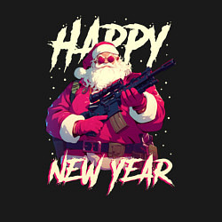 Свитшот хлопковый мужской Happy New Year Santa Claus with weapon, цвет: черный — фото 2