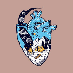 Свитшот хлопковый мужской Космический кемпинг в сердце, цвет: пыльно-розовый — фото 2