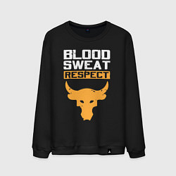 Свитшот хлопковый мужской Blood sweet respect logo, цвет: черный