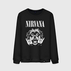 Свитшот хлопковый мужской Nirvana rock dog, цвет: черный