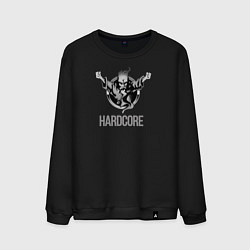 Свитшот хлопковый мужской Hardcore will never die, цвет: черный