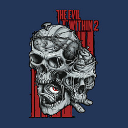 Свитшот хлопковый мужской The evil within 2 skulls, цвет: тёмно-синий — фото 2