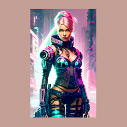 Свитшот хлопковый мужской Cool cyberpunk Barbie - ai art fantasy, цвет: пыльно-розовый — фото 2