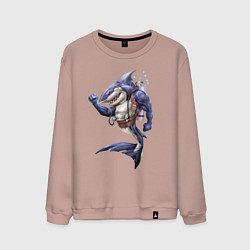 Свитшот хлопковый мужской Акула - крутой ныряльщик, цвет: пыльно-розовый