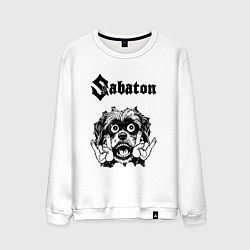 Свитшот хлопковый мужской Sabaton - rock dog, цвет: белый