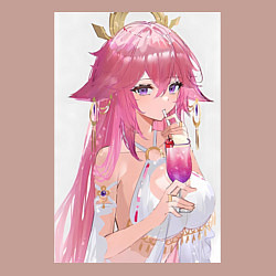 Свитшот хлопковый мужской Genshin Impact Яэ Мико, цвет: пыльно-розовый — фото 2