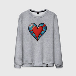 Свитшот хлопковый мужской Сердечко любовь, цвет: меланж