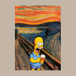 Свитшот хлопковый мужской Кричащий Гомер Симпсон с пивом в стиле картины Эдв, цвет: миндальный — фото 2