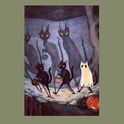 Свитшот хлопковый мужской Коты на хэллоуин, цвет: авокадо — фото 2