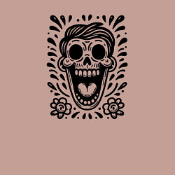 Свитшот хлопковый мужской Татуировка смеющегося черепа, цвет: пыльно-розовый — фото 2