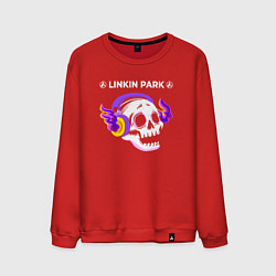 Мужской свитшот Linkin Park 2024 - неоновый череп